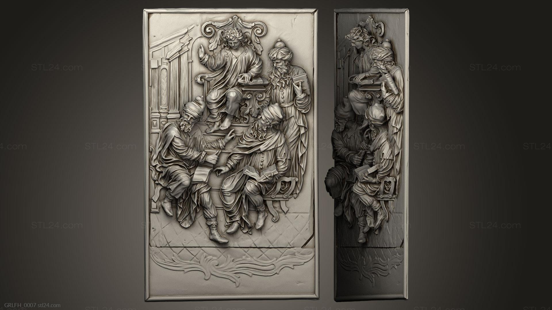Горельефы и барельефы исторические и религиозные (Христос среди врачей, GRLFH_0007) 3D модель для ЧПУ станка